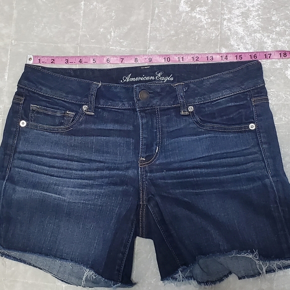 American Eagle Blue Raw Hem Bermuda Shorts - Picture 4 of 8